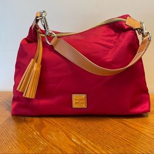 Dooney & Bourke Red Canvas & Leather Hobo Bag